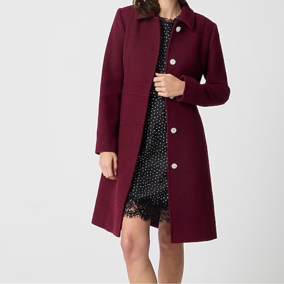 J. Crew Factory Burgundy Pea Coat - Picture 1 of 5